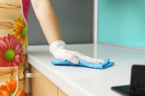 Deep cleaning equipment used on a mattress in a W5 bedroom