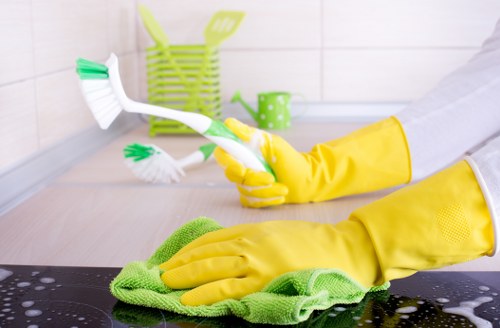 Local cleaning team preparing a property for final inspection in W5
