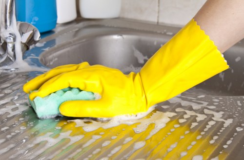 Commercial cleaning team working in a W5 office building