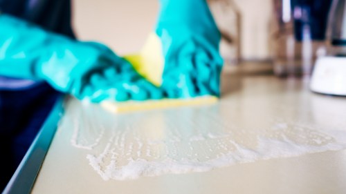 Routine kitchen and bathroom cleaning in a W5 property
